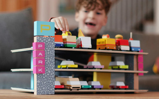 Candylab Magnetic Parking Garage – 21-Spot Wooden Display for CANDYCAR® Vehicles!