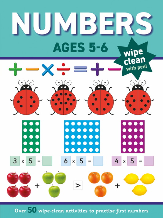 Numbers Wipe-Clean Activity Book & Pen Set – Wonders of Learning (Ages 5-6)