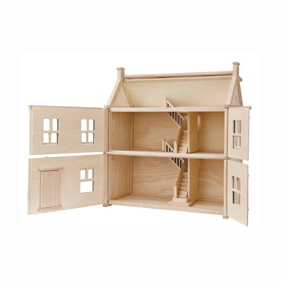 PlanToys Victorian Dollhouse – 3-Story Wooden Dolls House with Attic (Age 3+)