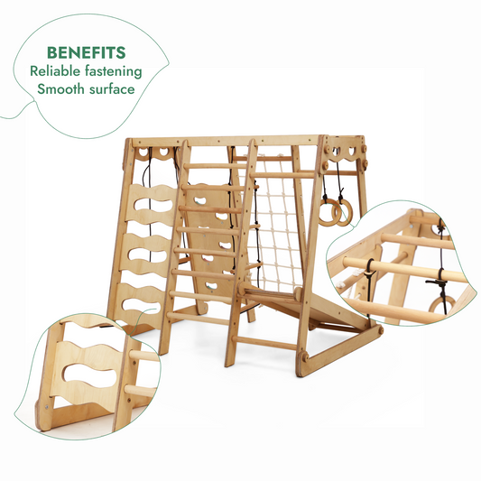 6-in-1 Indoor Playground for Toddlers - Playhouse, Swing Set, Slide, Rope Ladder & Climbing Stairs