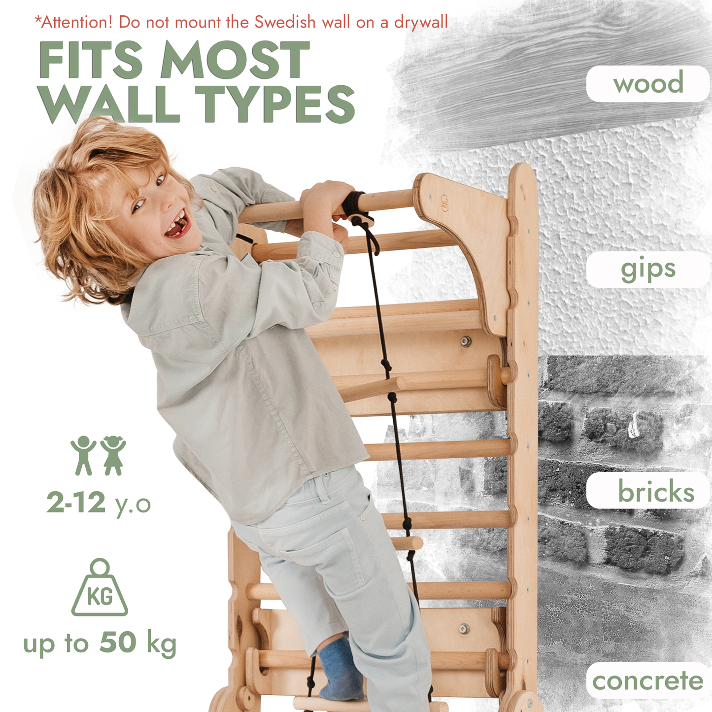 5in1 Swedish Ladder for Kids – Transforms into Pikler Triangle, Slide, Swing & Art Add-on
