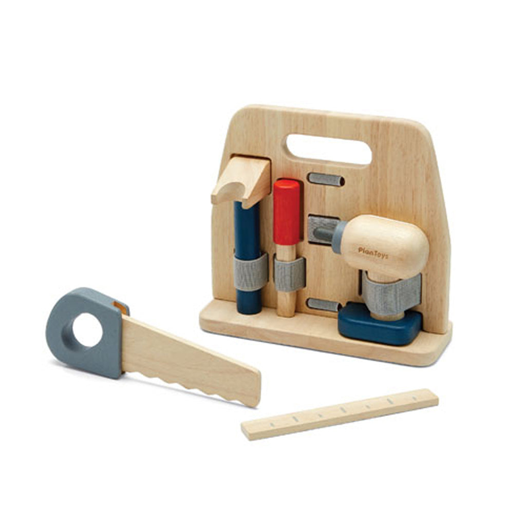 PlanToys Handy Carpenter Set – Complete Wooden Tool Kit with Stand (Age 3+)