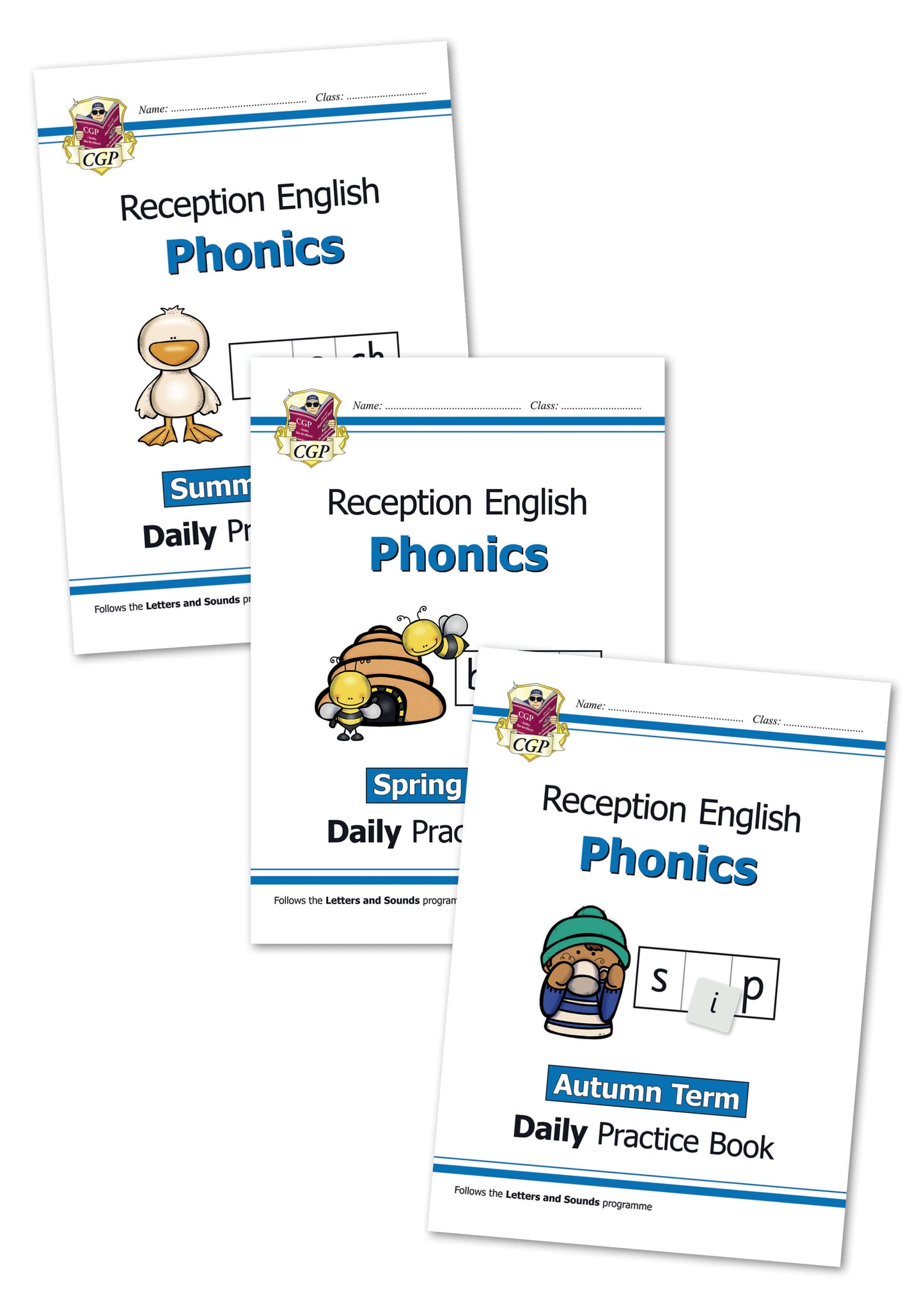 CGP Reception Phonics Daily Practice 3-Book Bundle: Autumn, Spring & Summer Terms