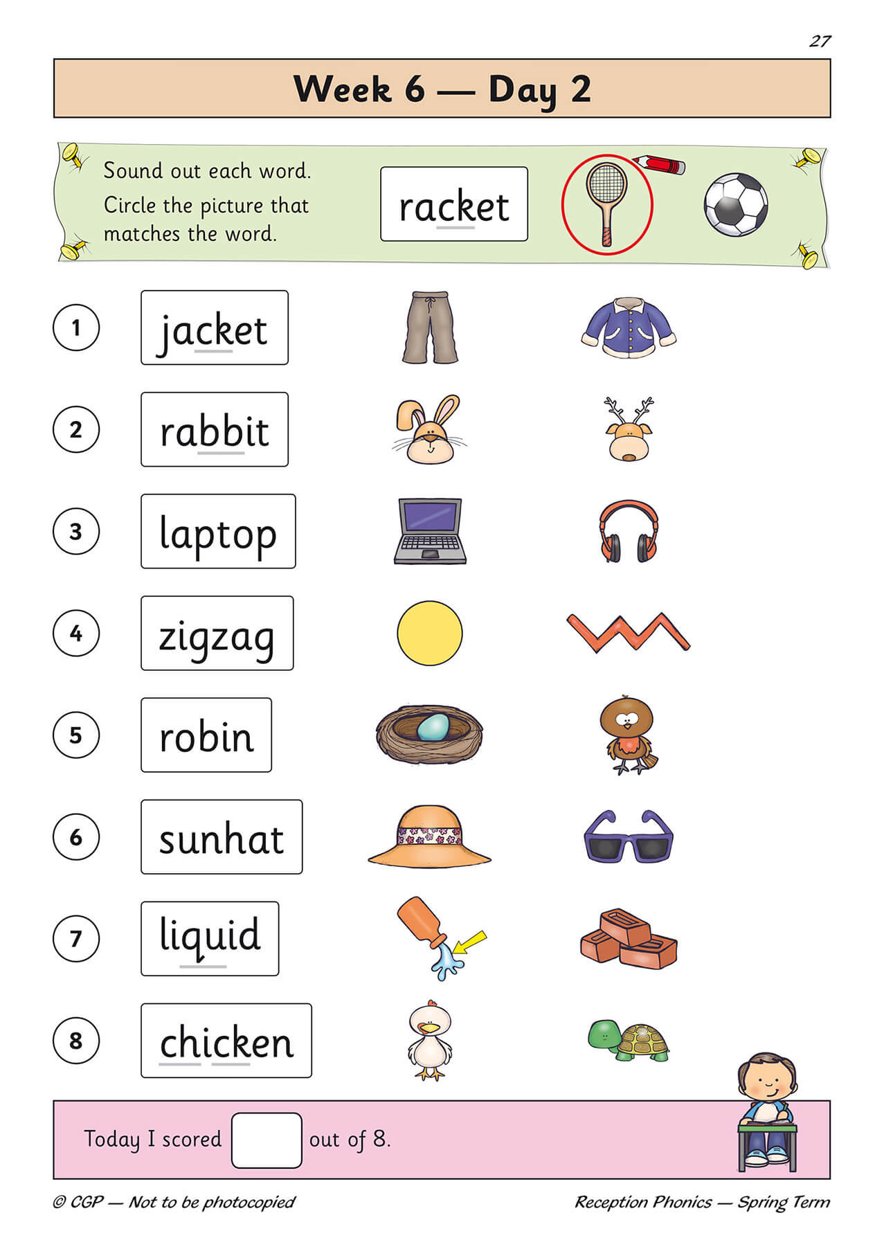 Llyfr Ymarfer Dyddiol Ffoneg Derbyn: Tymor y Gwanwyn