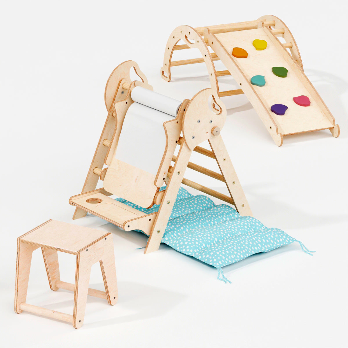 5-in-1 Montessori Climber Set | Toddler Indoor Play Gym for Ages 1-3 with Pikler Triangle & Slide