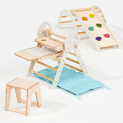 5-in-1 Montessori Climber Set | Toddler Indoor Play Gym for Ages 1-3 with Pikler Triangle & Slide