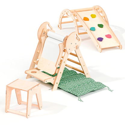 5-in-1 Montessori Climber Set | Toddler Indoor Play Gym for Ages 1-3 with Pikler Triangle & Slide