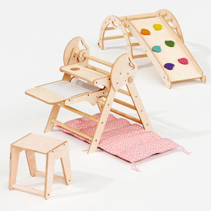 5-in-1 Montessori Climber Set | Toddler Indoor Play Gym for Ages 1-3 with Pikler Triangle & Slide