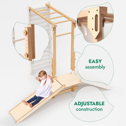 7-in-1 Swedish Wall & Monkey Bars – Swing Set, Slide, Ramp & Climbing Gym