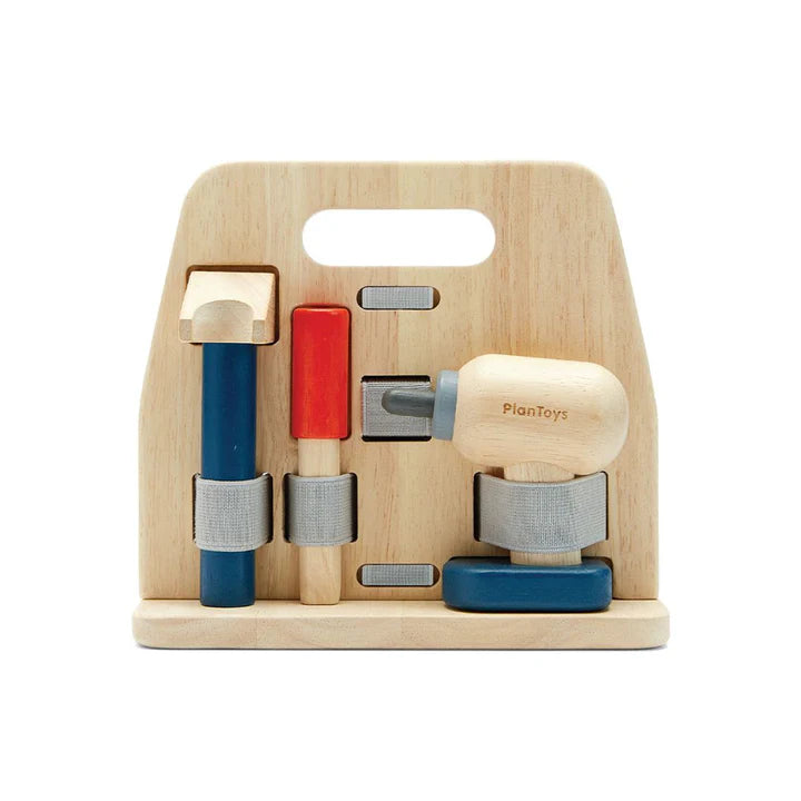 PlanToys Handy  Carpenter Set  – Complete Wooden Tool Kit with Stand (Age 3+)
