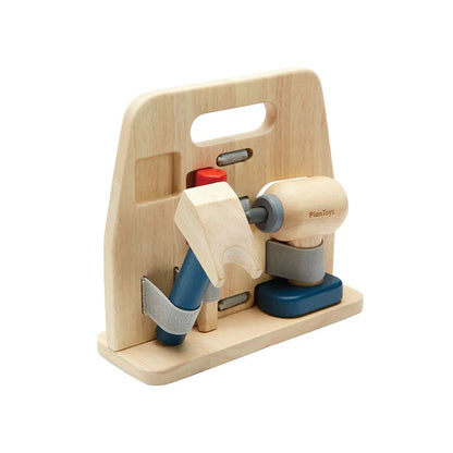 PlanToys Handy  Carpenter Set  – Complete Wooden Tool Kit with Stand (Age 3+)