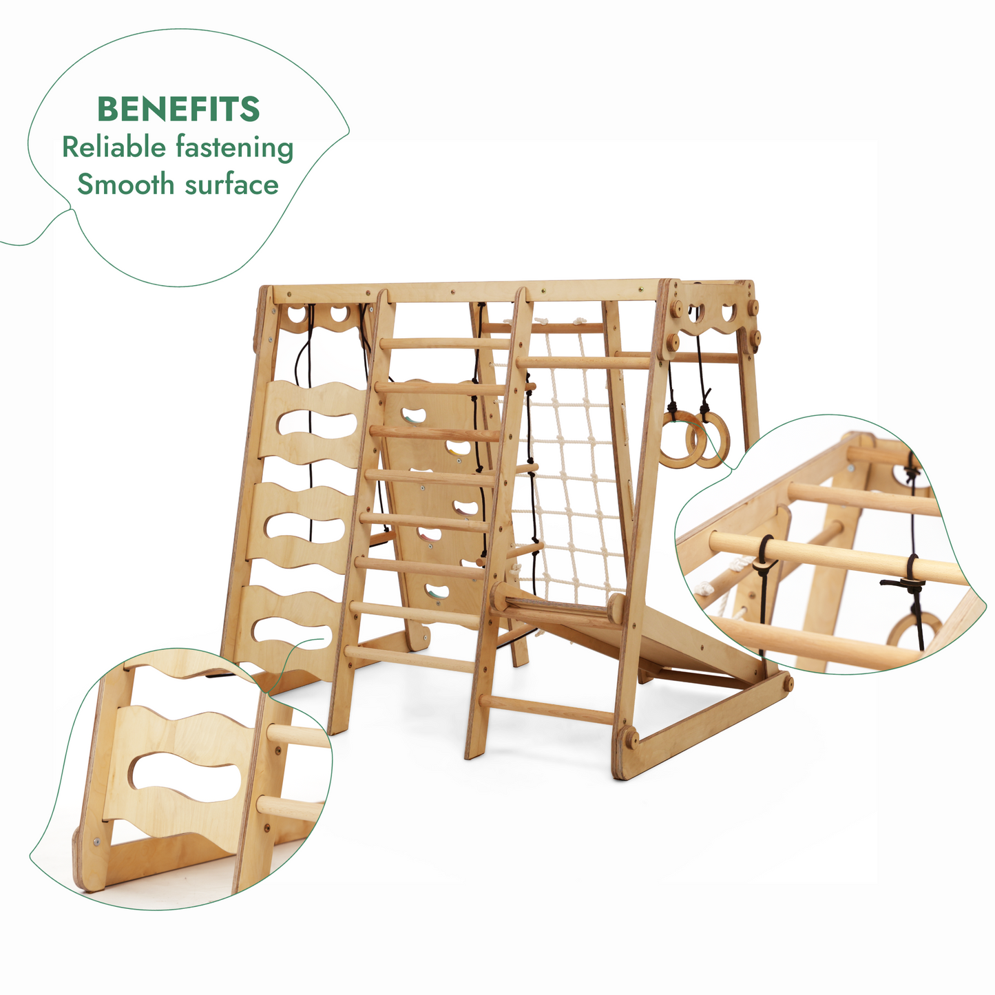 6-in-1 Indoor Playground for Toddlers - Playhouse, Swing Set, Slide, Rope Ladder & Climbing Stairs
