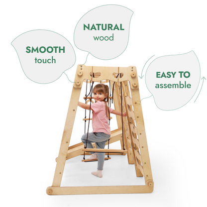 6-in-1 Indoor Playground for Toddlers - Playhouse, Swing Set, Slide, Rope Ladder & Climbing Stairs