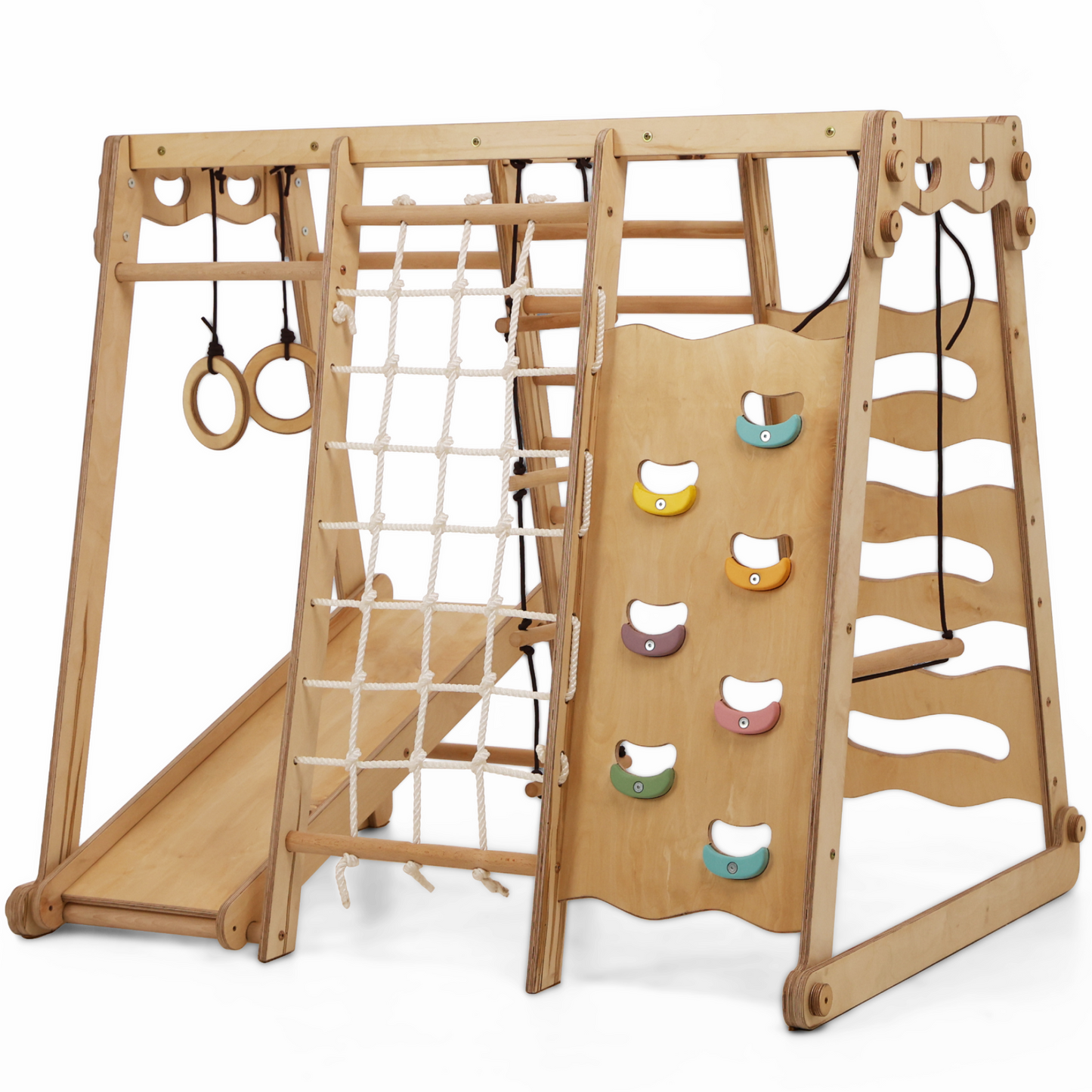 6-in-1 Indoor Playground for Toddlers - Playhouse, Swing Set, Slide, Rope Ladder & Climbing Stairs