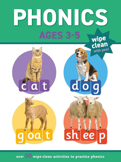 Childrens Phonics Wipe-Clean Book & Pen Set – Wonders of Learning (Ages 3-5)