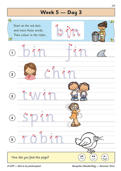 Llyfr Ymarfer Llawysgrifen Dyddiol y Derbyn: Tymor yr Haf 