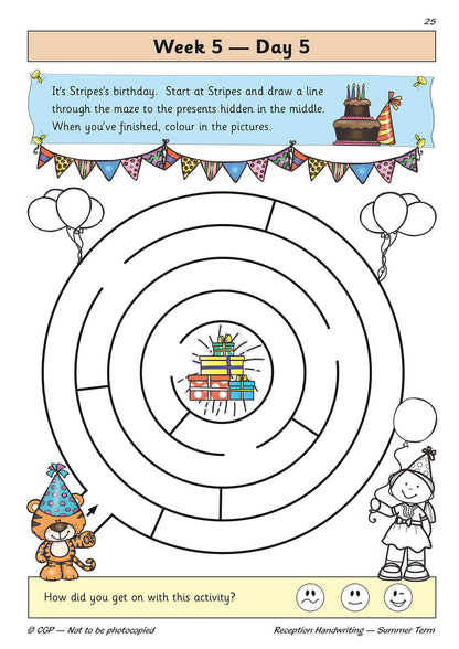 Llyfr Ymarfer Llawysgrifen Dyddiol y Derbyn: Tymor yr Haf 