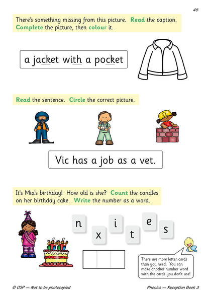 Reception English Phonics Targeted Practice Book - Book 3