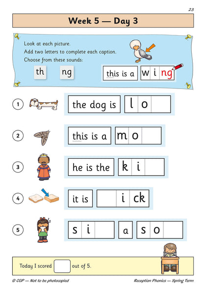 Llyfr Ymarfer Dyddiol Ffoneg Derbyn: Tymor y Gwanwyn