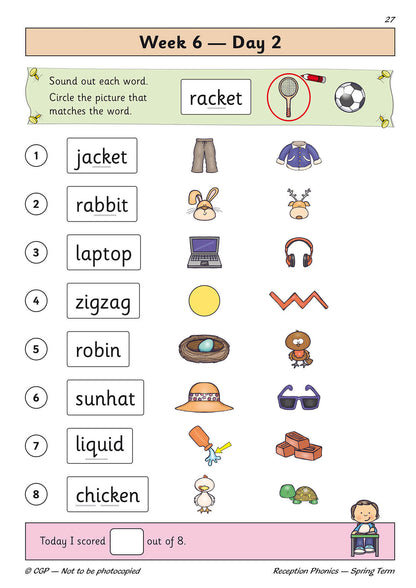 Llyfr Ymarfer Dyddiol Ffoneg Derbyn: Tymor y Gwanwyn