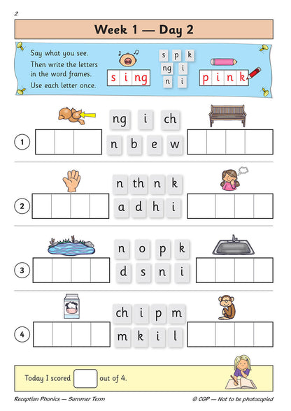 Llyfr Ymarfer Dyddiol Ffoneg Derbyn: Tymor yr Haf