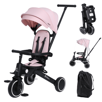 Foryourlittleone Xplor Plus 6 in 1 Foldable Trike - Pastel Pink (10m-5y)