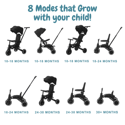 Foryourlittleone Xplor Ultimate 6 in 1 Foldable Trike - Pastel Pink (10m-5y)